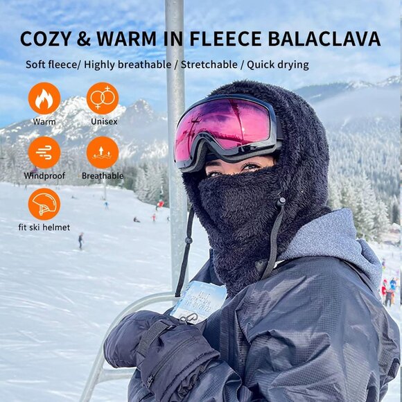 Wind-Resistant Fleece Balaclava Ski Mask Men Women Face Cover Winter Hat main image 5
